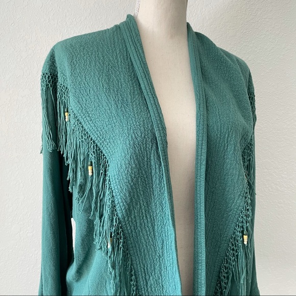 VINTAGE AMAZING BEADED FRINGE JACKET SHIRT TOP M - Picture 12 of 14